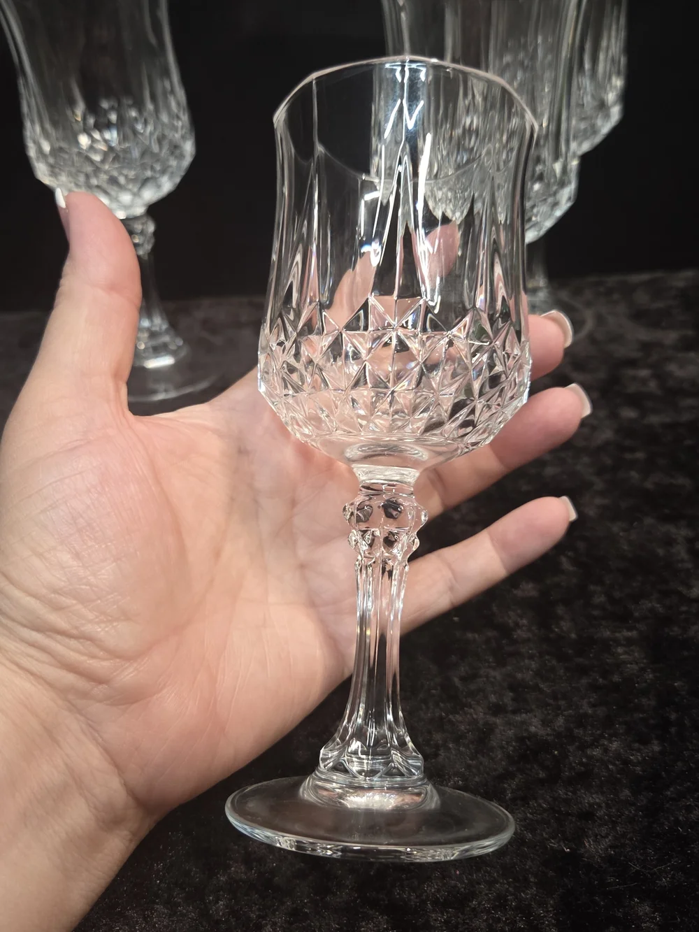Set of 4  Crystal Wine Glasses 7,25” Cristal d'Arques Glass Stemware Goblet